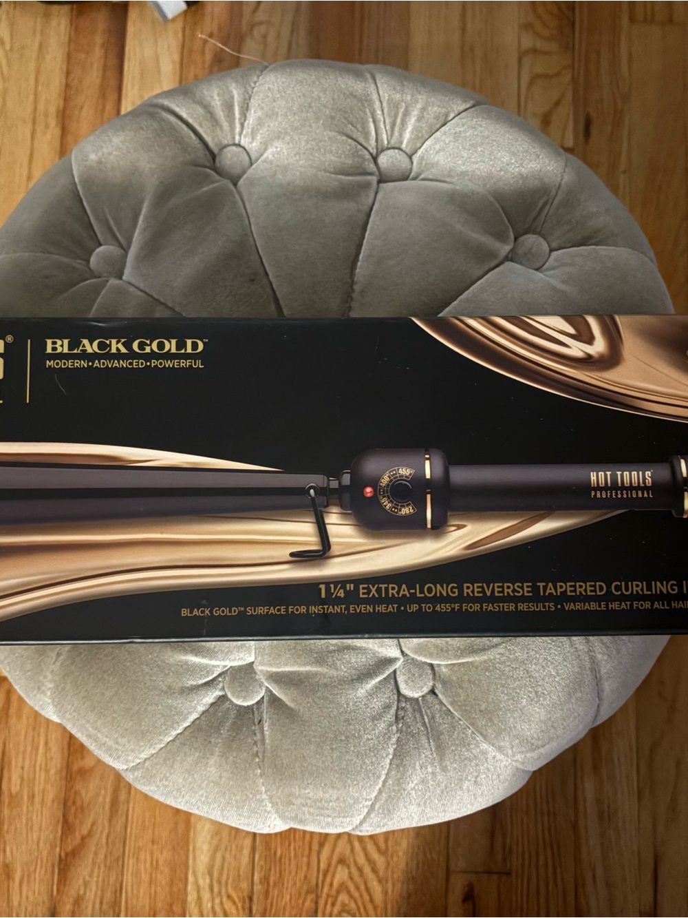 Hot Tools Black Gold 1¼" Extra-Long Reverse Tapered Curling Iron - Black & Gold
